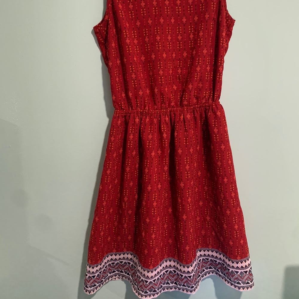 Red Geometrical Print Dress